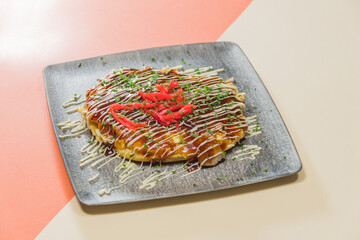 Authentic local Japanese cuisine Osaka style okonomiyaki