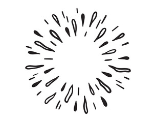 Fototapeta premium starburst hand drawn doodle black round element. starburst circle