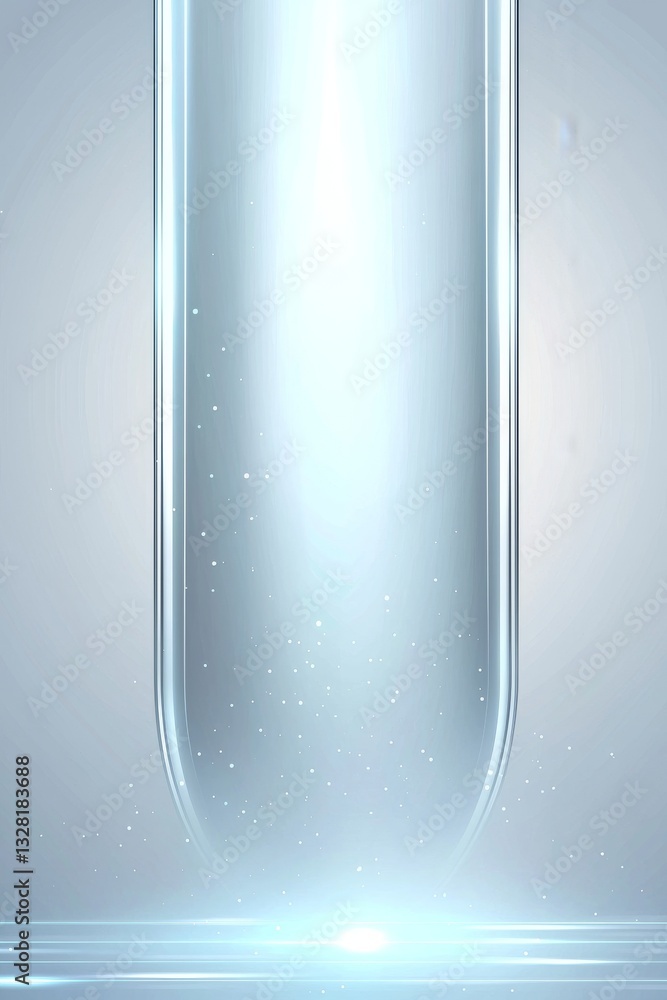Poster a sleek, futuristic design featuring a glowing cylindrical object in a soft blue ambient light, crea