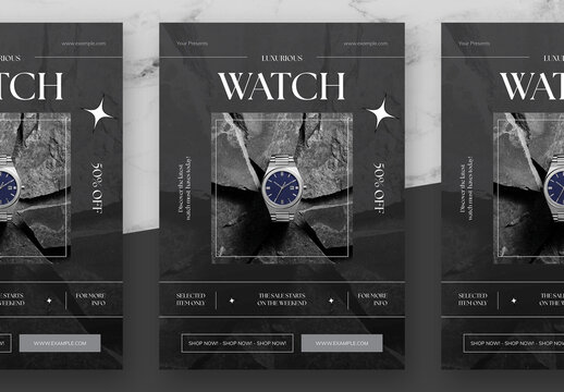 White And Black Luxury Watch Flyer