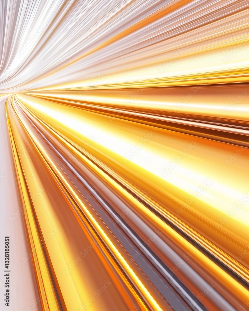 Poster a vibrant abstract image featuring dynamic lines radiating in warm golden tones, creating a sense of
