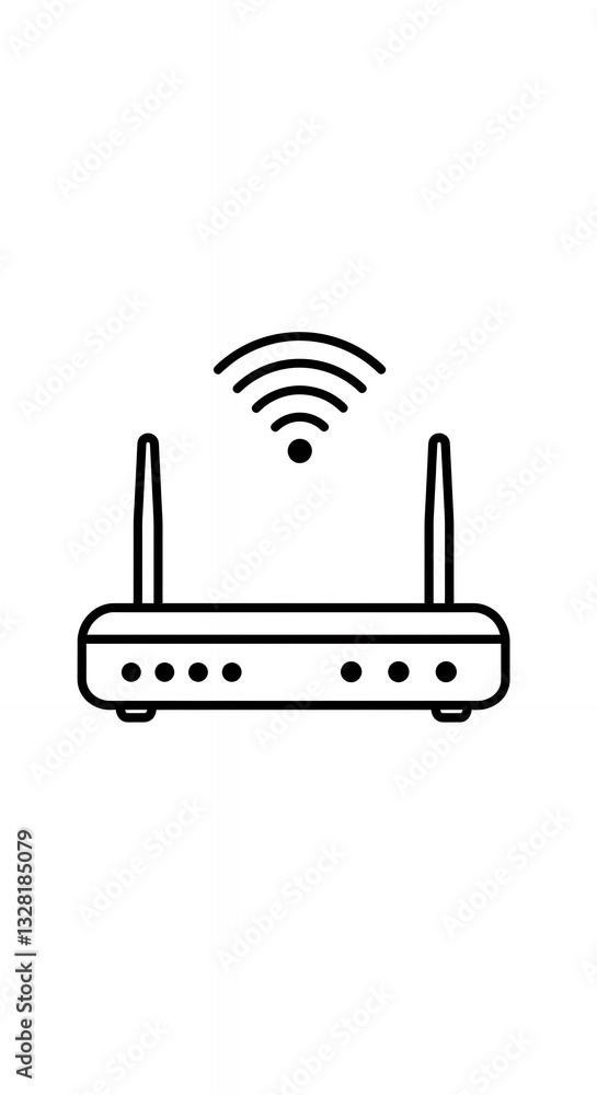 Poster wifi router icon: connect, stream & browse! wireless networking design, internet device, & tech conc