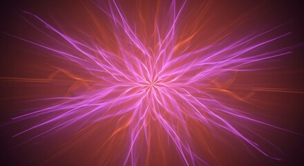 Fototapeta premium Abstract Purple and Orange Fractal Flower Design Glowing Energy Lines Cosmic Background