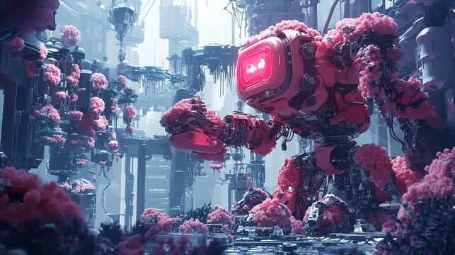 An AI-controlled factory where robotic automation is inspired by natural organisms.