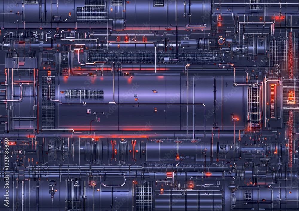 Poster a complex, futuristic digital background featuring intricate blue and red circuitry patterns, remini
