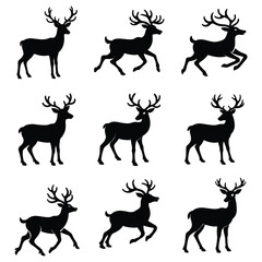 deer silhouette vector illustration set