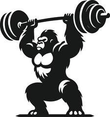 illustration of a gorilla lifting dumbbell © MstSumi