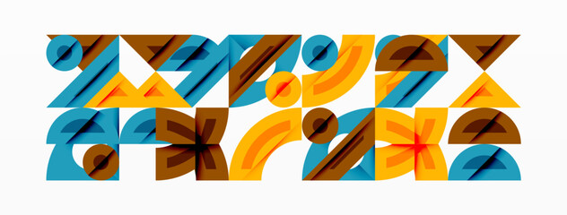 Obraz premium Abstract geometric background with shapes, featuring circular and rounded elements. Bold contrast, smooth gradients, dynamic composition, futuristic style