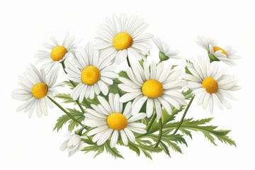 Obraz premium Chamomile flowers illustration daisy asteraceae.