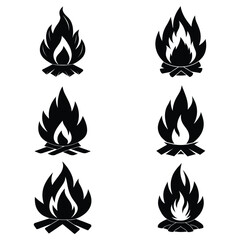 set of fires silhouette vector illustration