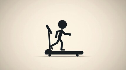 Fototapeta premium Stick figure walking treadmill, fitness, workout, gym, health