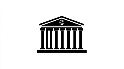 Fototapeta premium Classic building, columns, white background, finance icon