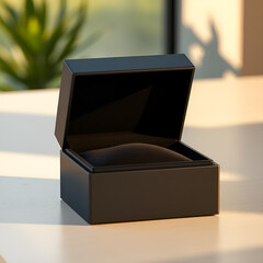 Elegant Matte Black Box Mockup – Premium Open Gift Packaging Case for High-End Branding, Product Display, Corporate Gifts, Retail Package Design, Customizable Minimalist Luxury Packaging for Business 
