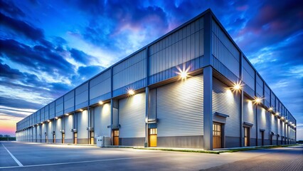 Fototapeta premium Modern Logistics: Fast Roller Shutter Doors at Industrial Warehouse - Stock Photo