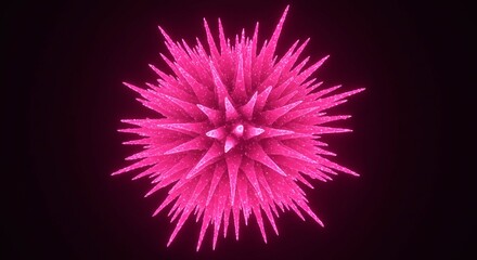 Obraz premium Abstract Pink Spiky Orb Glowing 3D Neon Sphere Futuristic Design Vivid Pink Light