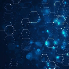 Fototapeta premium Abstract Interconnected Hexagonal Network in Shades of Blue with Digital Glow