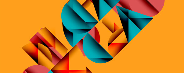 Minimal geometric abstract background. Circle square and triangle design