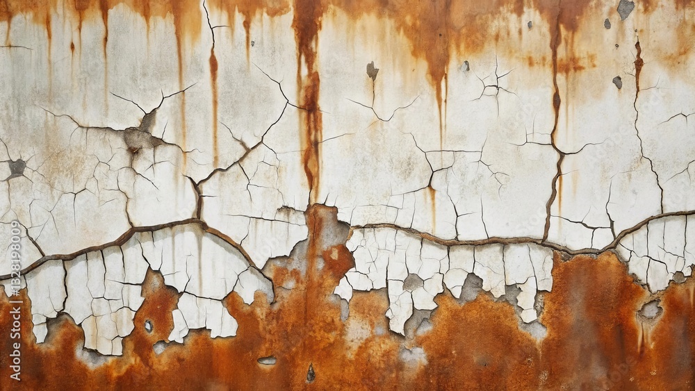 Aufkleber a wall with cracks and rust stains