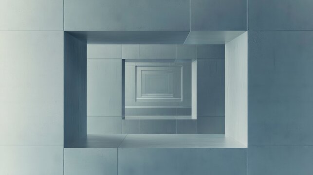Abstract image of a receding hallway with nested square frames, creating a sense of depth and perspective.
