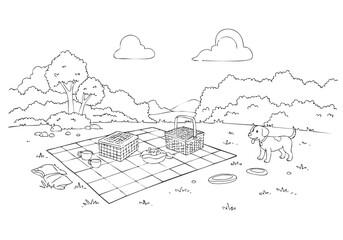 Dog Eagerly Waiting for His Master at Picnic Spot – Heartwarming Pencil Sketch