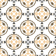 Brown and beige tribal vector ornament. Seamless African pattern. Ethnic carpet with chevrons. Aztec style. Geometric mosaic on the tile, majolica. Ancient interior. Modern rug.