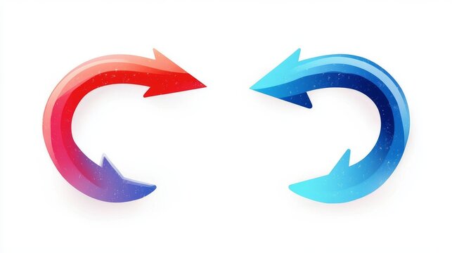 Red and Blue Circular Arrows Indicating Dynamic Directional Movement and Flow of Energy