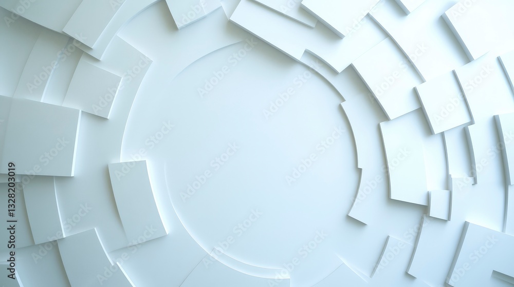 Poster abstract white geometric background with circular design and copy space.