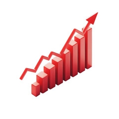 Red arrow pointing up on a transparent background representing growth and success, png