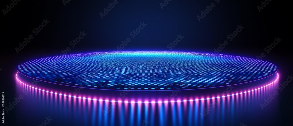 Poster neon blue hexagon grid on a black background, futuristic vector design with glowing hexagons and vib