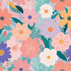 Women's history month celebration background generative ai in colorful pastel flowers. Generative ai