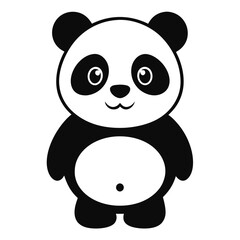 Cute Baby Panda Cartoon Character with Bamboo in a Fun and Smiling Style