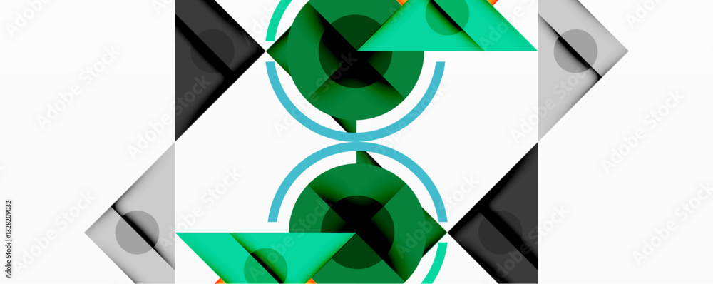 Aufkleber abstract geometric composition with intersecting triangles, circles, and gradients, creating a dynam