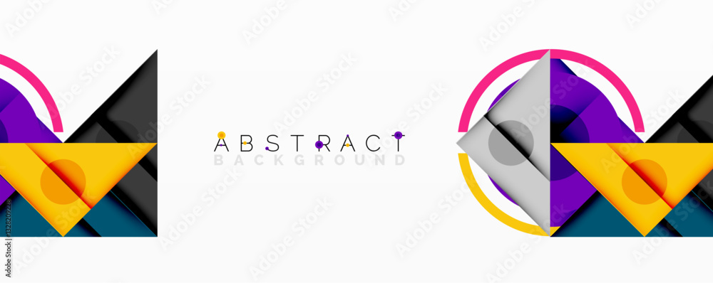 Aufkleber abstract geometric composition with intersecting triangles, circles, and gradients, creating a dynam