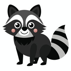 black and white cartoon raccoon