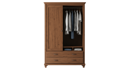 Vintage wooden cabinet or wardrobe on white background