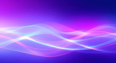 Naklejka premium Futuristic Abstract Tech Waves in Neon Blue and Pink Modern Gradient Dynamic Light Trails Background