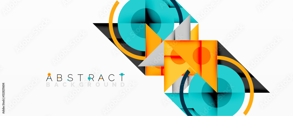 Aufkleber abstract geometric composition with intersecting triangles, circles, and gradients, creating a dynam