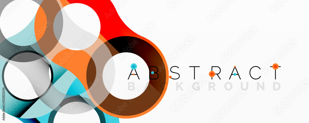 Poster abstract circle element composition with overlapping circular and tubular shapes featuring smooth gr