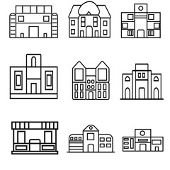 Fototapeta premium Set of vector house icons for architecture and urban design