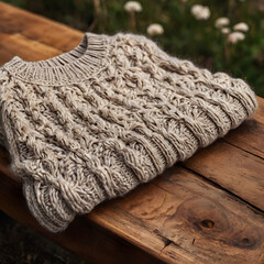 Textured Wool Sweater in Soft Neutral Tones
