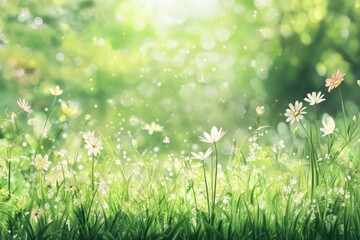 Spring background flowers nature green.