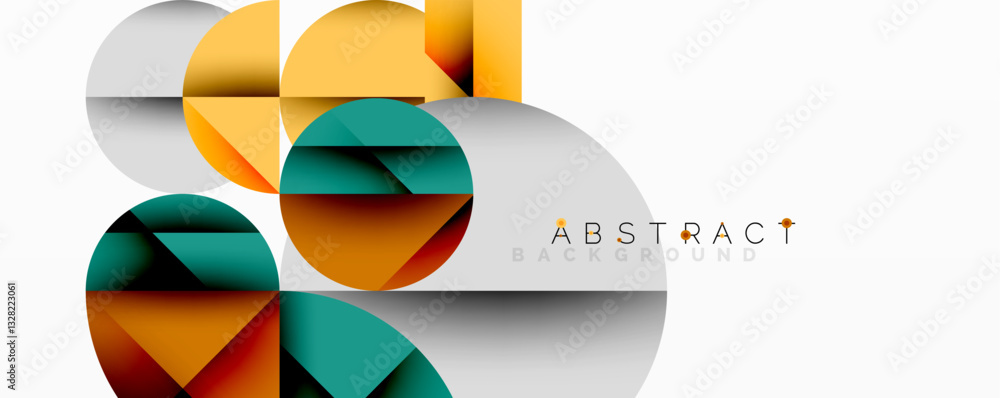 Aufkleber Modern abstract composition with layered circles and angular segments featuring gradients, transparency effects, and a structured geometric layout