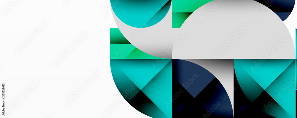 Aufkleber Modern abstract composition with layered circles and angular segments featuring gradients, transparency effects, and a structured geometric layout