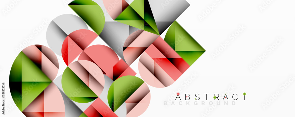 Aufkleber Modern abstract composition with layered circles and angular segments featuring gradients, transparency effects, and a structured geometric layout