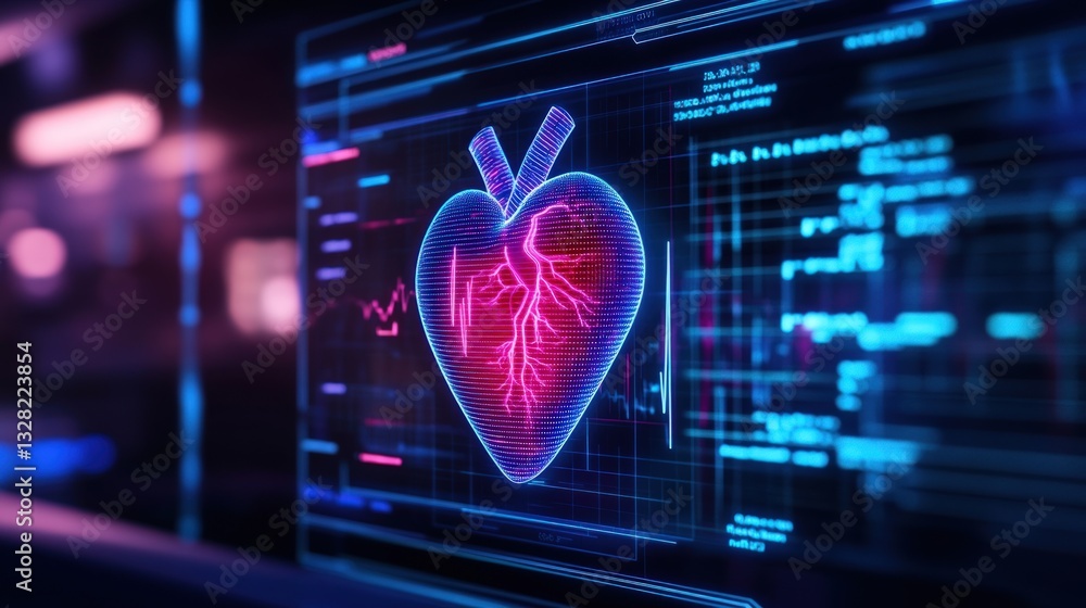 Poster digital heart scan on a monitor
