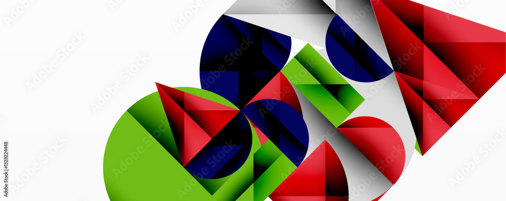 Aufkleber Modern abstract composition with layered circles and angular segments featuring gradients, transparency effects, and a structured geometric layout