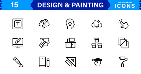 Design and Painting Icons Collection. Scalable and Versatile Icons for Art, Drawing, Illustration, and Digital Design Projects