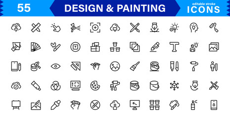 Design and Painting Icons Collection. Scalable and Versatile Icons for Art, Drawing, Illustration, and Digital Design Projects