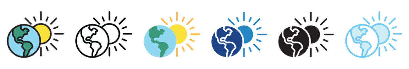 Eclipse multi style, mini illustration icon set. outline, flat, glyph, line color, UI, UX, app and web, digital or print. vector EPS 10 related to education, technology, space and galaxy.