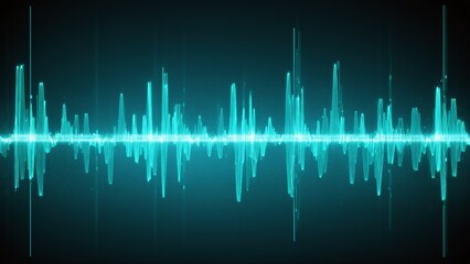 Electric Teal: An Animated Audio Waveform Visualization - Dynamic Frequency Spectrum and Signal Data, Ideal for Design and Technology Projects.